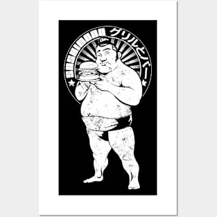 Sumo Wrestler Burger Grill Posters and Art